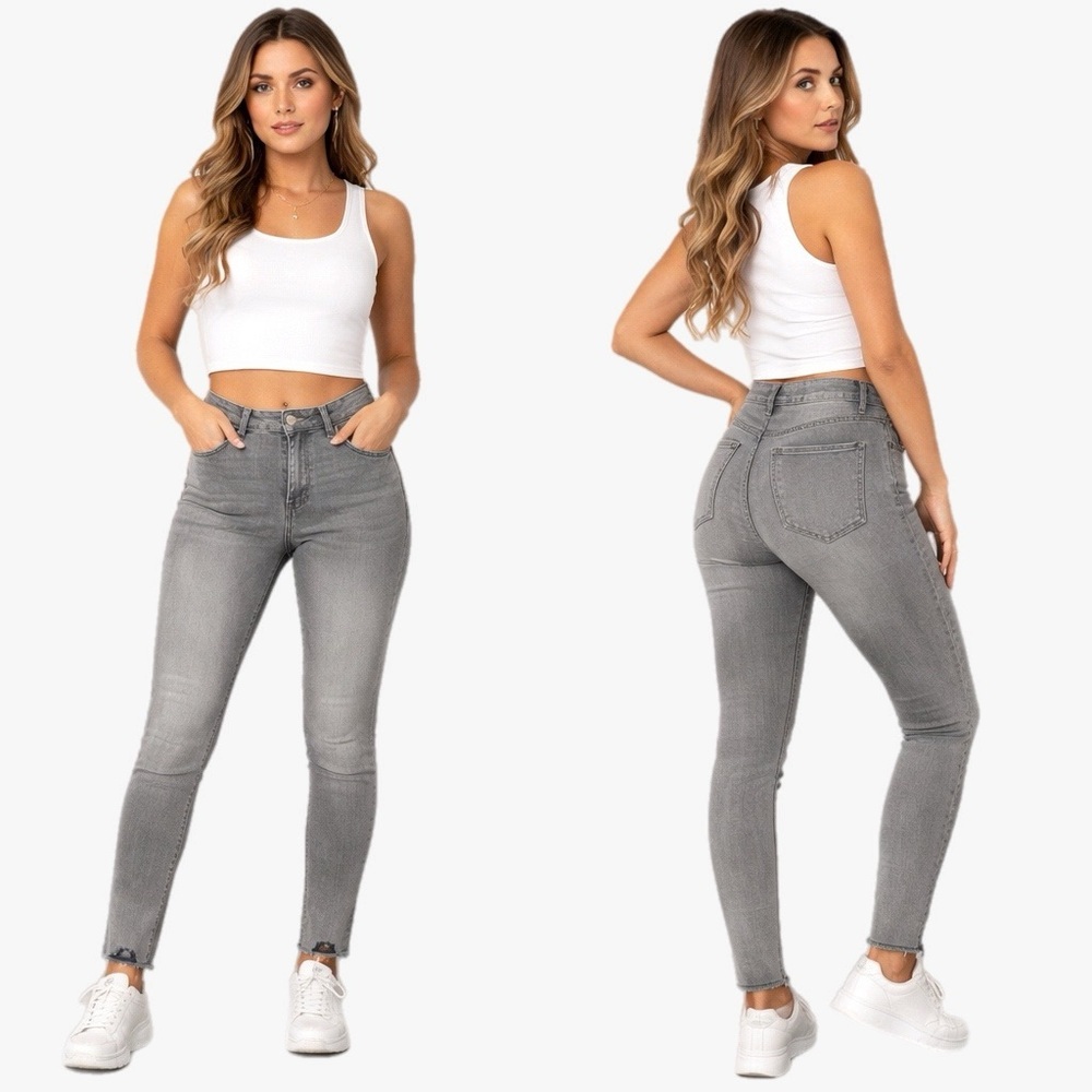 Fashion Nova Raw Hem Distresses Hi Rise Jean Sz 5